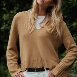 NWT JENNI KAYNE Cashmere Frances Polo Camel M